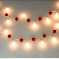 Solight LED vianočná retiazka červená-biela, 20x LED, 1,5m, 2xAA