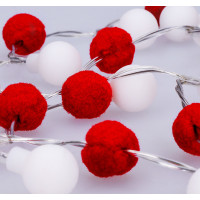 Solight LED vianočná retiazka červená-biela, 20x LED, 1,5m, 2xAA