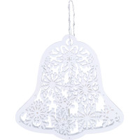 Solight LED drevený vianočný zvonček, 9x LED, biela, 30cm, časovač, 2x AA