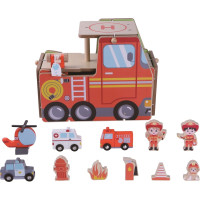 2Kids Toys Drevená stanica Hasiči 2 v 1