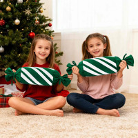 Vianočný vankúš SWEET CANDY 60 cm - zelený/biely