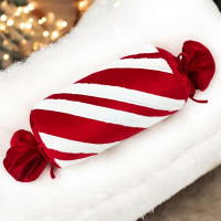 Vianočný vankúš SWEET CANDY 60 cm - červený/biely