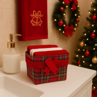 Sada uterákov na ruky MAGIC HOLIDAY v darčekovom balení - 4 kusy - červená/biela