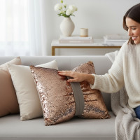 Dekoračný vankúš GLAM SHINE 40x40 cm - béžový/zlatý