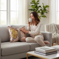 Dekoračný vankúš GLAM SHINE 40x40 cm - béžový/zlatý