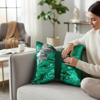 Dekoračný vankúš GLAM SHINE 40x40 cm - zelený/strieborný