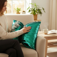 Dekoračný vankúš GLAM SHINE 40x40 cm - zelený/strieborný