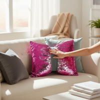 Dekoračný vankúš GLAM SHINE 40x40 cm - ružový/strieborný
