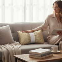 Dekoračný vankúš GLAM SHINE 30x50 cm - zlatý/biely