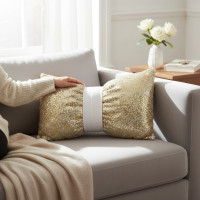 Dekoračný vankúš GLAM SHINE 30x50 cm - zlatý/biely