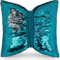 Dekoračný vankúš GLAM SHINE 40x40 cm - tyrkysový/strieborný