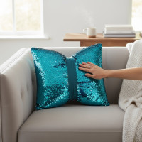 Dekoračný vankúš GLAM SHINE 40x40 cm - tyrkysový/strieborný