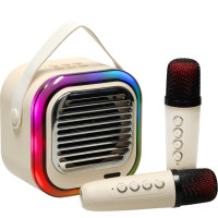 Sada karaoke reproduktora Bluetooth + 2 mikrofóny - krémový