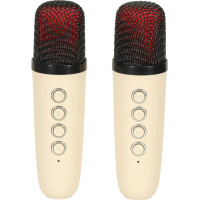 Sada karaoke reproduktora Bluetooth + 2 mikrofóny - krémový