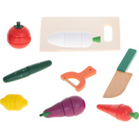 Drevená krájacia zelenina v krabici s príslušenstvom