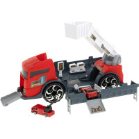 Transportér TIR 2v1 parkovacia garáž hasiči + 3 autá - červená