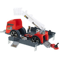 Transportér TIR 2v1 parkovacia garáž hasiči + 3 autá - červená