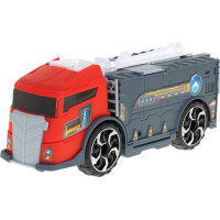 Transportér TIR 2v1 parkovacia garáž hasiči + 3 autá - červená