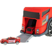 Transportér TIR 2v1 parkovacia garáž hasiči + 3 autá - červená