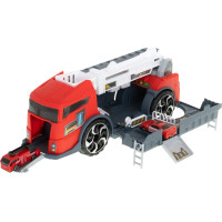 Transportér TIR 2v1 parkovacia garáž hasiči + 3 autá - červená