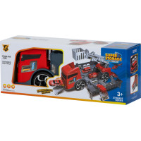 Transportér TIR 2v1 parkovacia garáž hasiči + 3 autá - červená