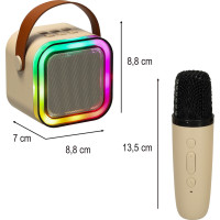 Karaoke reproduktor Bluetooth + mikrofón - béžový