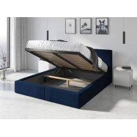 Čalúnená posteľ HILTON s úložným priestorom - 200x160 cm - tmavo modrá