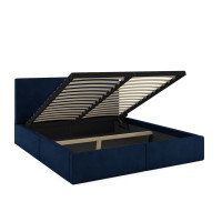 Čalúnená posteľ HILTON s úložným priestorom - 200x140 cm - tmavo modrá