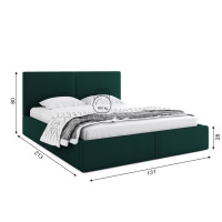 Čalúnená posteľ HILTON s úložným priestorom - 200x120 cm - tmavo zelená