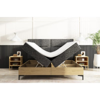 Čalúnená posteľ IMPERIAL s úložným priestorom - 200x140 cm - dub/sivá