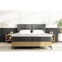 Čalúnená posteľ IMPERIAL s úložným priestorom - 200x160 cm - dub/sivá