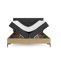 Čalúnená posteľ IMPERIAL s úložným priestorom - 200x160 cm - dub/sivá