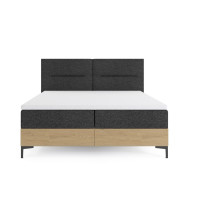 Čalúnená posteľ IMPERIAL s úložným priestorom - 200x160 cm - dub/sivá