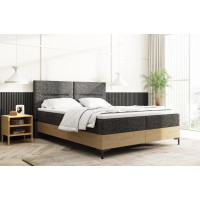Čalúnená posteľ IMPERIAL s úložným priestorom - 200x140 cm - dub/sivá