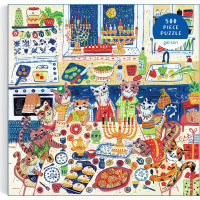 GALISON Štvorcové puzzle Happy Hanukcats 500 dielikov