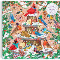 GALISON Metalické štvorcové puzzle Sviatočné vtáctvo 500 dielikov