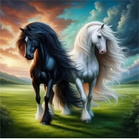 NORIMPEX Diamantové maľovanie Čierna a biela 30x40cm