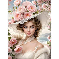 NORIMPEX Diamantové maľovanie Dievča v kvetinovom klobúku 30x40cm