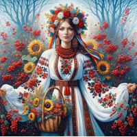 NORIMPEX Diamantové maľovanie Slovanské dievča s kvetmi 30x40cm