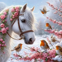 NORIMPEX Diamantové maľovanie Kôň v zime 30x40cm
