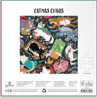 GALISON Metalické štvorcové puzzle Mačacie vianočné chaos 500 dielikov