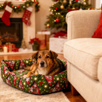 Pelech pre psy/mačky s vianočným motívom 70x60 cm - Stromčeky