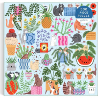 GALISON Štvorcové puzzle Mačky v kvetináčoch 500 dielikov