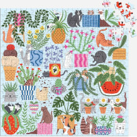 GALISON Štvorcové puzzle Mačky v kvetináčoch 500 dielikov