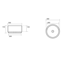 Kerasan OKE keramické umývadlo na dosku, Ø 30cm, čierna mat 554031