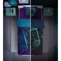 Bavlnené svietiace obliečky YOUNG Music - 140x200 cm + 70x80 cm