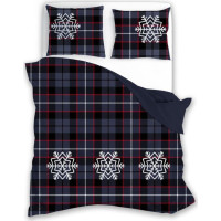 Bavlnené obliečky NORDIC Vločky - tmavo modré - 140x200 cm + 70x80 cm