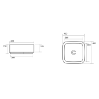 Kerasan HAKO keramické umývadlo na dosku 40x40, čierna mat 554431