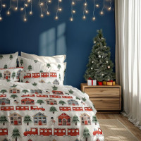 Bavlnené obliečky SCANDIC Zimný vláčik - biele - 140x200 cm