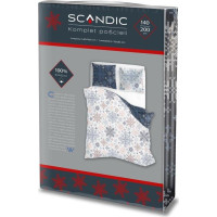 Bavlnené obliečky SCANDIC Vločky - biele / modré - 140x200 cm